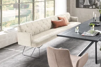Produktbild von KAWOLA Esszimmerbank CHARME Cord cremeweiß 246cm