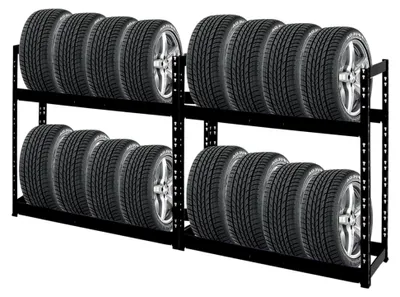 Produktbild von 2X Reifenregal Tiger | HxBxT 100x110x35 cm | 150 kg Fachlast | bis zu 16 Reifen | mit Ebenen | Schwarz