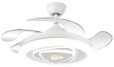 Deckenventilator, weiß, einziehbare Flügel, 3 Lichtfarben, Ø 107 cm