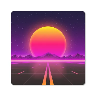 Produktbild von MuchoWow® Mauspad Mousepad Sonne - Straße - Vintage - Retro 20x20 cm - Mousepads - Maus Mat - Pad - Mausunterlage - Desk Mat - Bureauartikeln