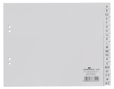 Produktbild von DURABLE Register A4 20-tlg. A-Z geprägt, 650010 grau