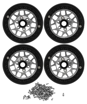 Obrázek produktu pro 4 kusy ráfků Rc Crawler Universal hliníkové slitiny 1,9 palce RC Beadlock kolo pro SCX10 II stříbrné