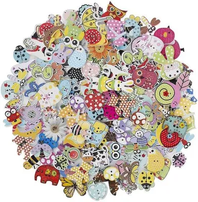 Immagine prodotto di Bottoni colorati in legno per cucito e bricolage, 150 pezzi