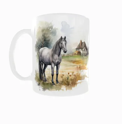 Produktbild von Becher 300ml Aquarell Pferd Pferd Dorf v8