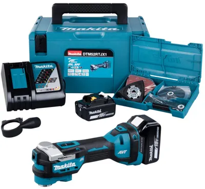 Produktbild von Makita DTM52RTJX1 Akku-Multitool LXT inkl. 2x 5,0 Ah Akkus, Schnellladegerät