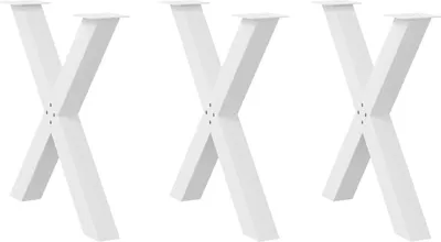 Image de Pieds de table à manger en forme de X, 3 pièces, blanc, 70 x (72-73) cm, acier