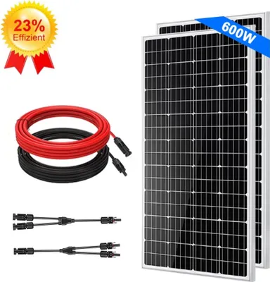 Produktbild von 600W 12V Solarmodul-Kit 2 x 300 W Photovoltaik hocheffizient monokristalli, geeignet für Häuser Balkonkraftwerke und Wohnmobile