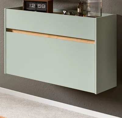Produktbild von Schuhkipper "Borga" in Salbei und Artisan Eiche Schuhschrank hängend 110 cm