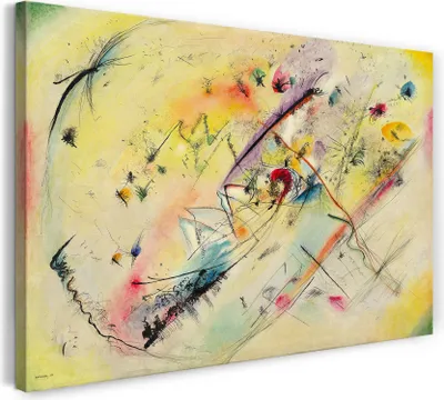 Produktbild von Leinwandbild (120x80cm): Wassily Kandinsky - Helles Bild (1913), echter Holz-Keilrahmen inkl. Aufhänger, handgefertigt in Deutschland
