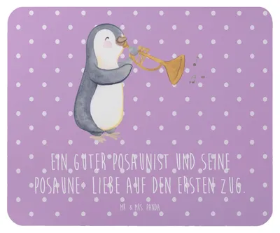 Produktbild von Mr. & Mrs. Panda Mouse Pad Posaune Liebe - Lavendeltraum - Geschenk, mousematte, Musik, Instrument, mauspad laptop, Mousepad, Orchester, Musiker, Musikerwitz, Lernen