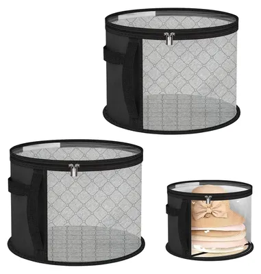 Runde Hutbox 42×28 cm mit Deckel & Reißverschluss – 2 Stück