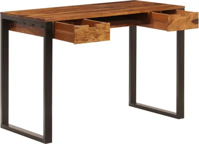 Produktbild von vidaXL Schreibtisch 110 x 55 x 78 cm Massivholz Akazie und Stahl