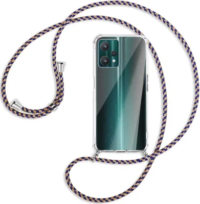Produktbild von Handykette Backcover-Schutzhülle mit Band (Metall silberfarben) für Realme 9 Pro 5G - blau+beige