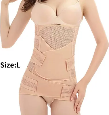 Produktbild von 3 in 1 Aprikose Bauchband Nach Geburt High Elastischen Postpartum Gürtel für Damen Nach Kaiserschnitt -Bauch/Taille/Becken Gürte, L