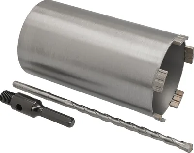 Produktbild von Diamantbohrkrone Ø 102 mm Nutzlänge 180 mm mit 6-kant-Aufnahme 100 mm und Zentrierbohrer 240 mm Segmenthöhe 10 mm Diamant Bohrkrone Trockenbohrkrone Kernbohrer Betonbohrkrone Kernbohrkrone BTEC