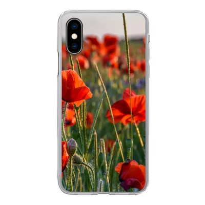 Produktbild von MuchoWow® Handyhülle Schutzhülle Hülle für iPhone X Blumen - Mohnblumen - Natur - Rot Silikon Softcase Handy Hülle - Handyhülle