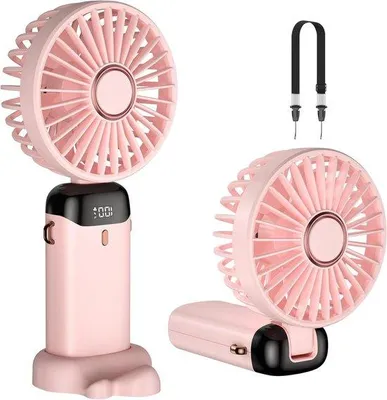 Image de Ventilateur de poche rechargeable - 5 vitesses - Batterie 4200 mAh - Pliable - USB - Portable - Pour l'extérieur et le bureau