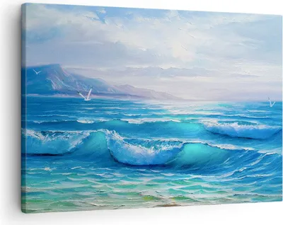 Produktbild von Bild auf Leinwand - Leinwandbild - Meer Welle Möwe - 70x50cm - Wand Bild - Wanddeko - Wandbilder - Leinwanddruck - Bilder - Kunstdruck - Wanddekoration - Leinwand bilder - Wandkunst - AA70x50-4033