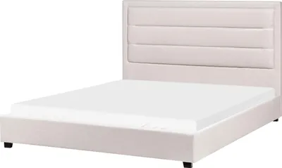Obrázek produktu pro BELIANI Postel světle béžová polyesterové čalounění 160 x 200 cm moderní design čalouněné čelo postele ložnice