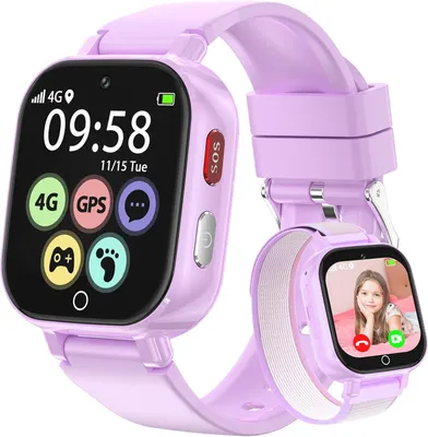 Produktbild von Alutoria Smartwatch für Kinder-Uhr mit GPS und Telefon 4G Videoanrufen Sprachchat Schrittzähler Kamera SOS Schulmodus Wecker–Uhr für Mädchen und Jungen von 4–12 Jahren Geschenk lila
