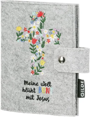 Produktbild von Gotteslob Hülle aus Filz, bestickt, 18,5 x 16 cm, für die Erstkommunion