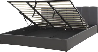 Obrázek produktu pro BELIANI Šedá postel z s úložným prostorem 180 x 200 cm, dekorativní čelo