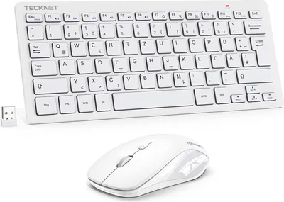 Produktbild von Tastatur Maus Set, Deutsch QWERTZ Layout, 2.4 GHz Funk Mini Tastatur Mouse, 15m Reichweite Wireless Verbindung, Wireless Leise Funktastatur mit Maus