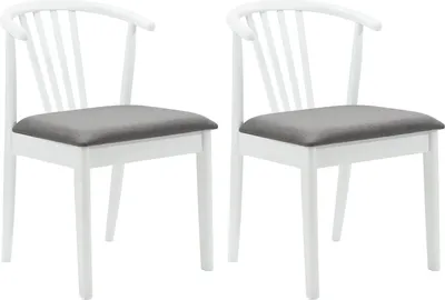 Image de vidaXL - 2 chaises de salle à manger, en bois d'hévéa massif, blanches et grises