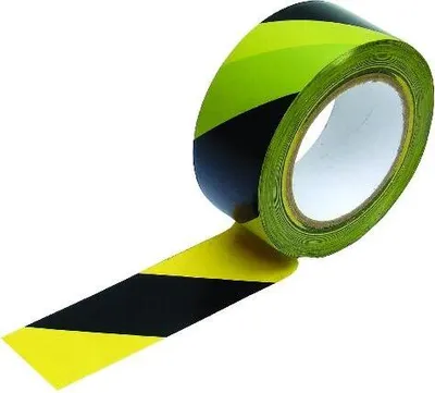 Produktbild von Selbstklebendes PVC Warnband zur Markierung von Gefahrenstellen, schwarz/gelb, 33m