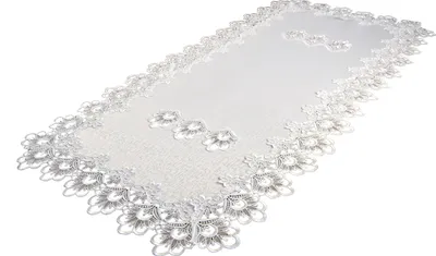 Produktbild von Tischläufer mit Spitze, weiß, 60/120, Tischläufer mit Guipure