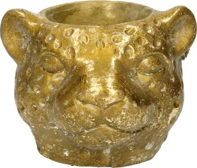 Obrázok produktu pre Kvetináč Leopard Gold, priemer 12 cm, výška 9 cm, 5 cm – dekoratívny kvetináč s leopardovým vzorom