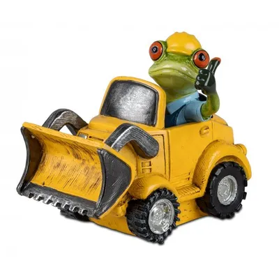 Produktbild von Formano Lustige Frösche Figur Bauarbeiter mit Radlader Dekoration16cm Handbemalt