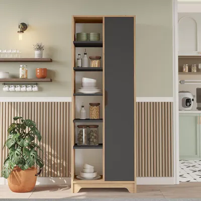 Produktbild von Skye Decor, Hochwertiger Mehrzweckschrank, Eiche & Anthrazit, 180 cm, 100% Melamin