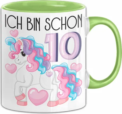 Produktbild von 10. Geburtstag Geschenk Tasse Becher Mädchen Tochter Geburtstagsgeschenk Einhorn Ich Bin Schon 10 (Grün)