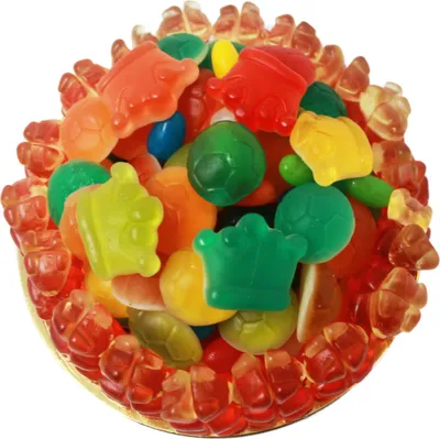 Obrázek produktu pro Fotbalový dort ze sladkých barevných ovocných gum 600g