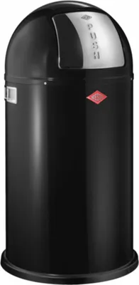 Produktbild von WESCO Abfallsammler 175831-62 PUSHBOY in SCHWARZ mit 50 Liter Volumen und Klappdeckel / Abfalleimer / Mülleimer
