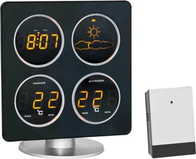 Produktbild von Technoline WS 6830, Silber, Innen-Thermometer, Außen-Thermometer, °C, Akku, AAA Micro LR03, 172 mm