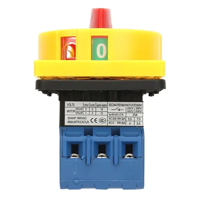 Obrázek produktu pro 25A/32A odpojovač, 3pólový, 2 polohy, otočný spínač, spínač zapnuto/vypnuto (25A)