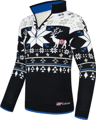 Immagine prodotto di Nebulus Norvegese in maglia con pelliccia di orsacchiotto FRIA uomo, giacca foderata, calda e soffice, P4716 - Uomo, bianco e nero, M