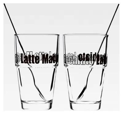 Produktbild von Latte-Macchiato Set, Kaffee-Gläser mit Löffel, spülmaschinengeeignete Glas-Becher, 4er Set, 410 ml