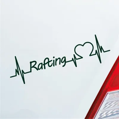 Produktbild von Auto Aufkleber Rafting Herzschlag Wildwasser Freizeit Sport Liebe 19x6 cm Dunkelgrün Sticker Heckscheibenaufkleber