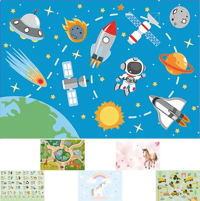 Produktbild von Schreibtischunterlage 6er Set Kindermotive 65x45cm Kunststoff mehrfarbig Unterlage Tischmatte Kinderschreibtisch-Unterlage