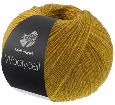 Produktbild von Lana Grossa Meilenweit 100 g WOOLYCELL 4-fach Sockengarn ohne Polyamidanteil 400 m Farbe 016 - Senf