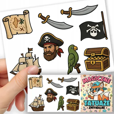Image de TATOUAGES EPHEMERES POUR ENFANTS - Motifs Pirate Pirates - 8 pcs