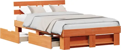 Produktbild von vidaXL Bettrahmen Wachsbraun 135 x 190 cm Massives Kiefernholz