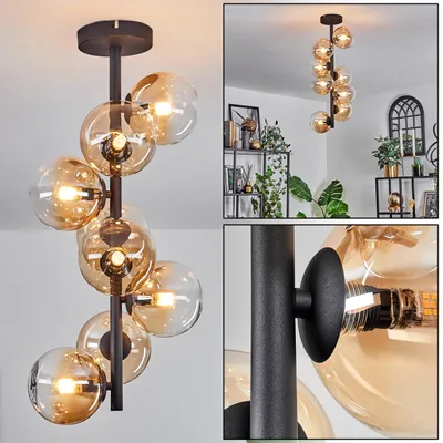 Produktbild von Isorella Deckenlampe aus Metall/Glas in Schwarz/Bernstein/Klar