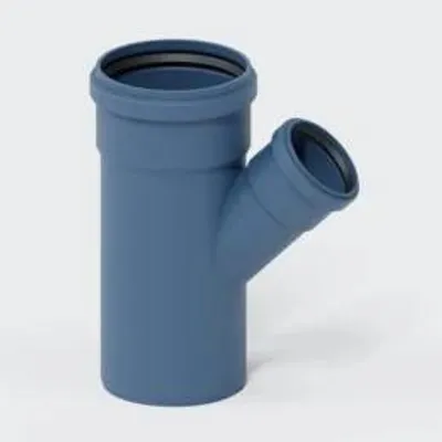 Produktbild von POLOPLAST Abzweig, POLO-KAL NG, 125/75mm, 45°, reduzierend, Steckmuffe, PP-MD, blau, 1 Stk.