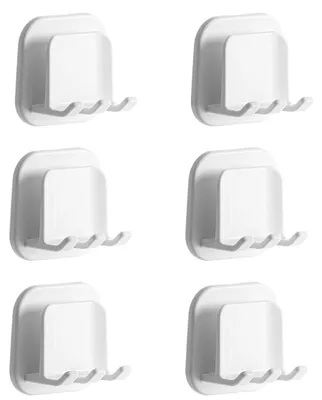 Immagine prodotto di Portaspazzolini, 6 pezzi, adesivi, senza necessità di foratura, per montaggio a parete, adatti per bagno e cucina, colore bianco