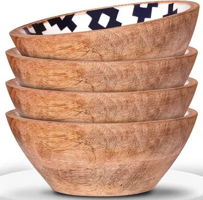 Produktbild von Famanu Schalen-Set 4 Stück - Elegante Rustikale Küchenutensilien - Handgefertigte Holzschalen