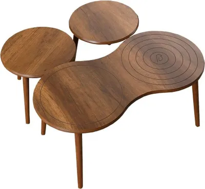 Image de Ensemble de table basse en bois "Marlo" 100 x 50 x 45 cm - Noyer